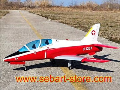 SebArt Mini BAe Hawk T1 V2 90mm 1.42m ARF (White/Red) RC Airplane