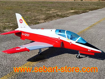 SebArt Mini BAe Hawk T1 V2 90mm 1.42m ARF (White/Red) RC Airplane