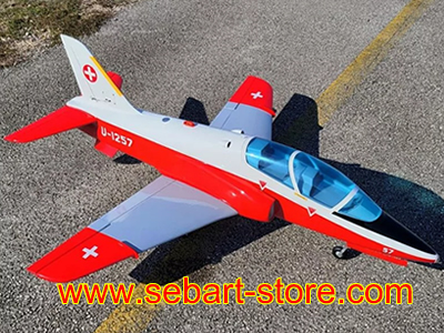 SebArt Mini BAe Hawk T1 V2 90mm 1.42m ARF (White/Red) RC Airplane